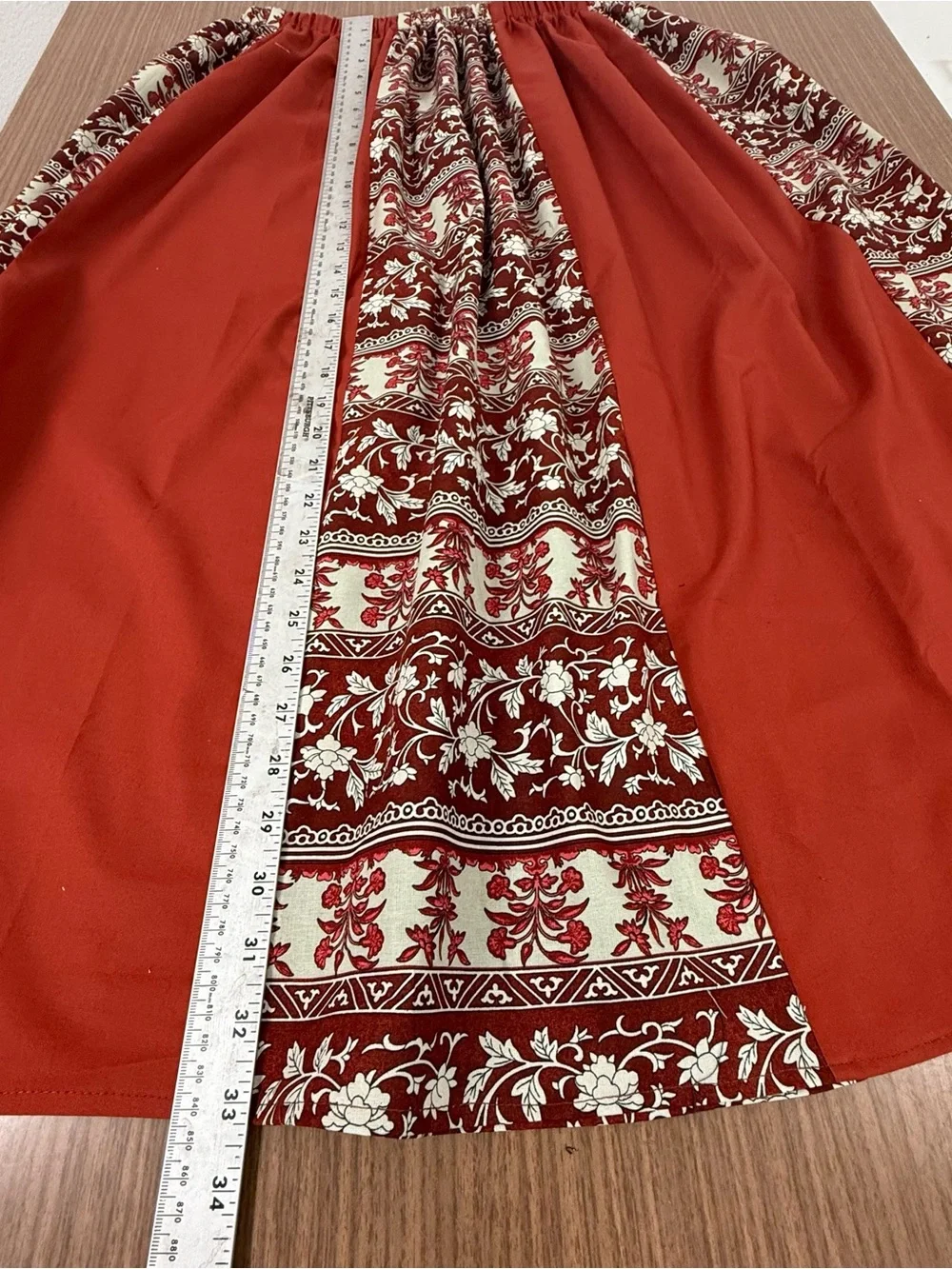 Patterned Panel Midi Skirt